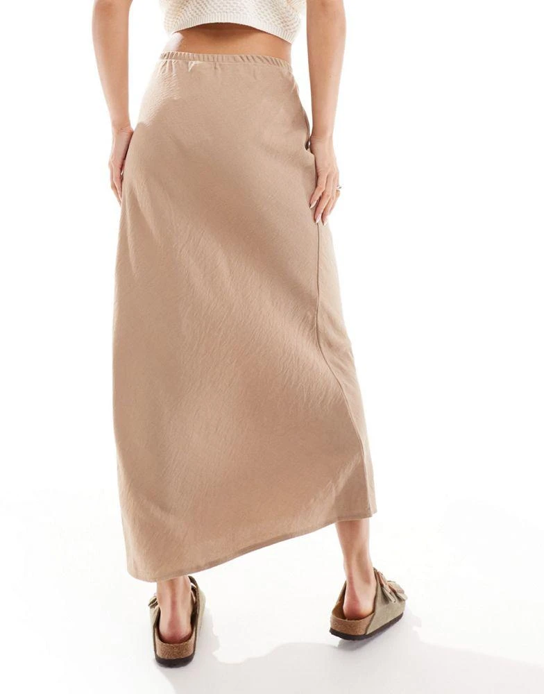 New Look New Look textured midi skirt in stone 4