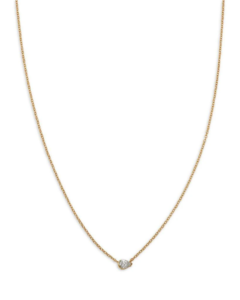 Moon & Meadow 14K Yellow Gold Pear Cut Diamond Pendant Necklace, 16" 1