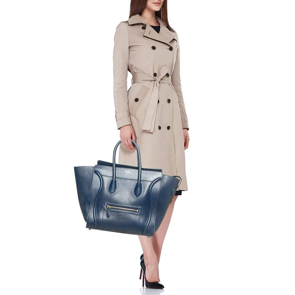 Celine Celine Navy Blue Leather Mini Luggage Tote 2