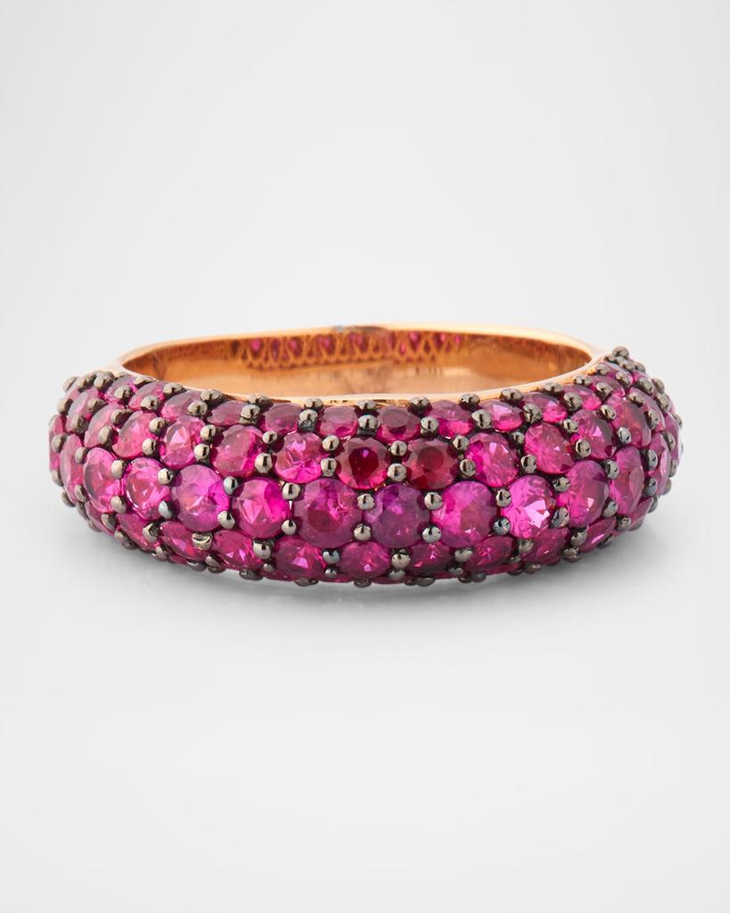 Piranesi 18K Rose Gold Deep Pink Sapphire Dome Ring, Size 6