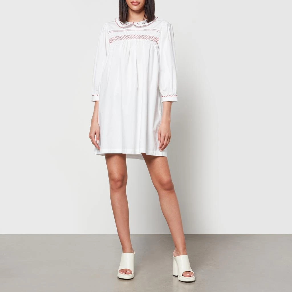 Batsheva Batsheva Pauline Smocked Cotton-Poplin Mini Dress 3