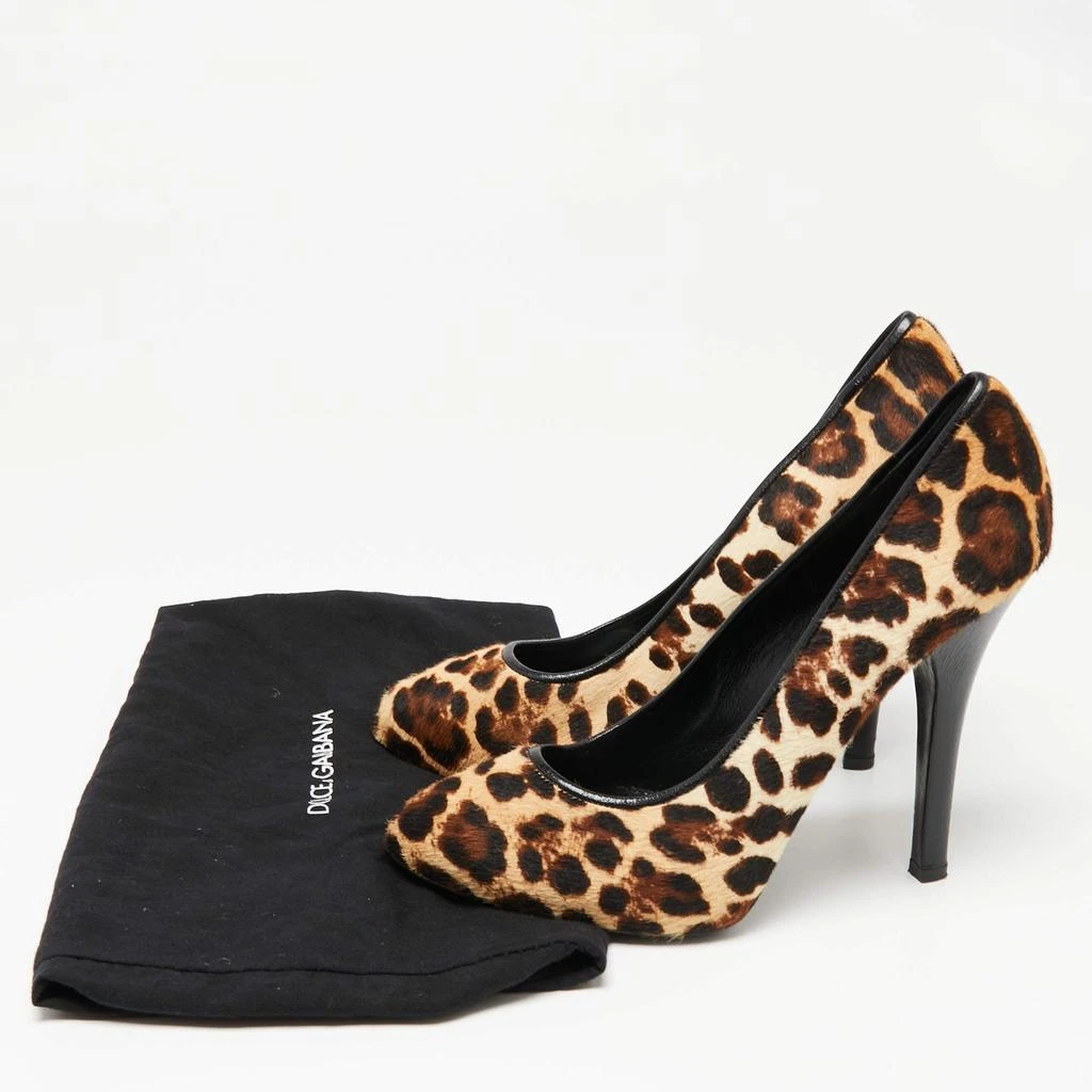 Dolce & Gabbana Dolce & Gabbana Beige/Brown Pony Hair Leopard Print Platform Pumps Size 40 9