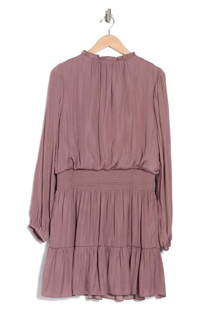Socialite Smocked Long Sleeve Satin Dress 4