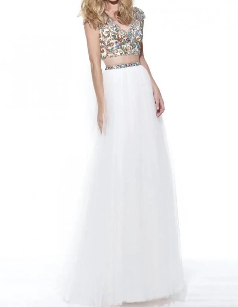 Sherri Hill Sherri Hill - Beaded Two Piece Tulle Gown 2