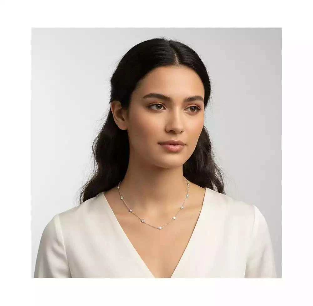 Rachel Glauber Classic Bezel Set Cubic Zirconia Chain Station Necklace 2