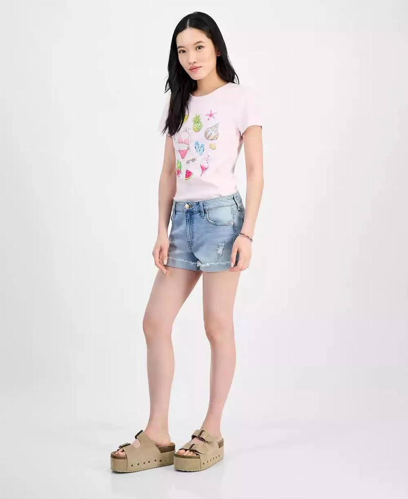 Celebrity Pink Juniors' Mid-Rise Fringe-Cuff Shorts 2