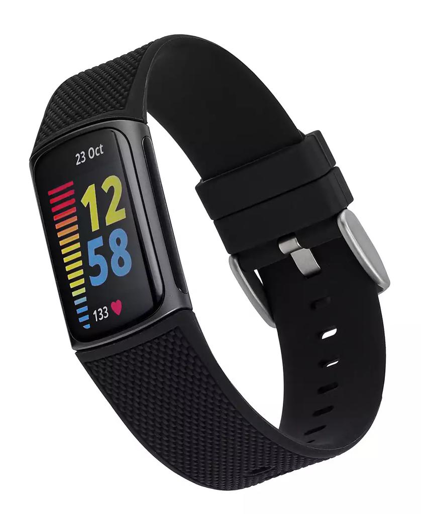 WITHit Black Silicone Woven Band Compatible with Fitbit Charge 5 and 6