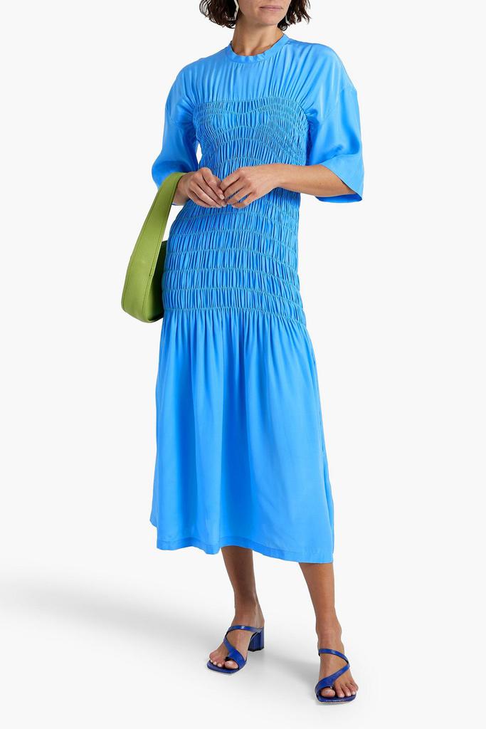 Stella McCartney Shirred silk-satin midi dress