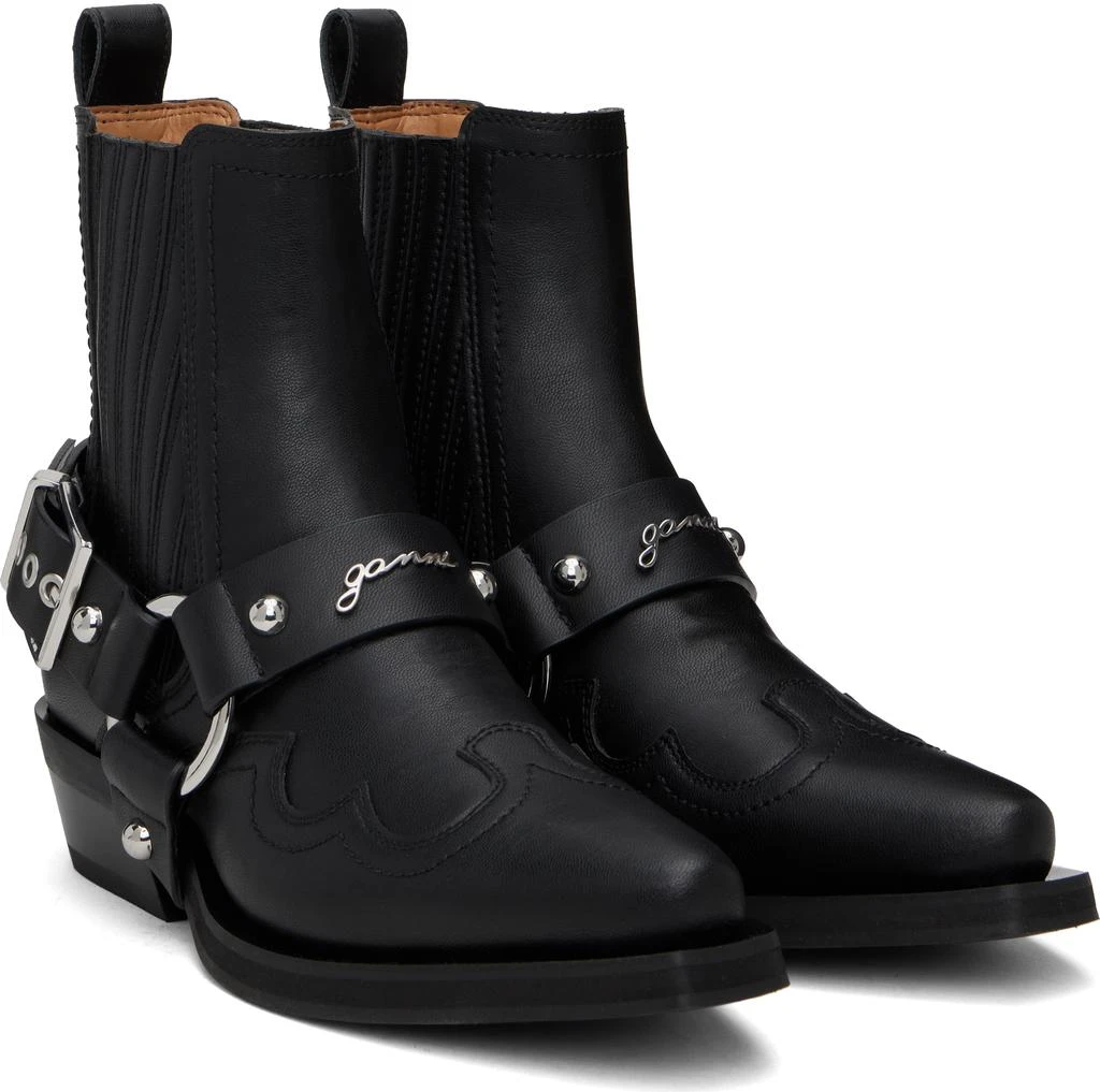 Ganni Black Low Cut Western Chelsea Boots 4