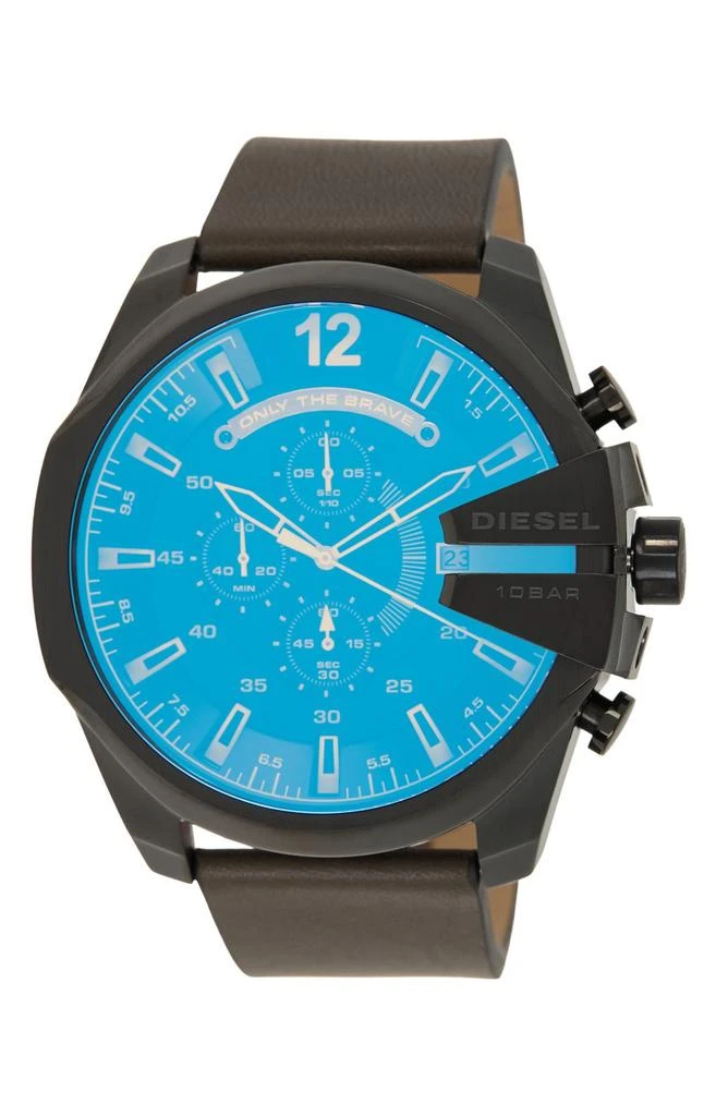 Diesel DIESEL Men's Mega Chief Leather Strap Chronograph Watch, 45mm 1