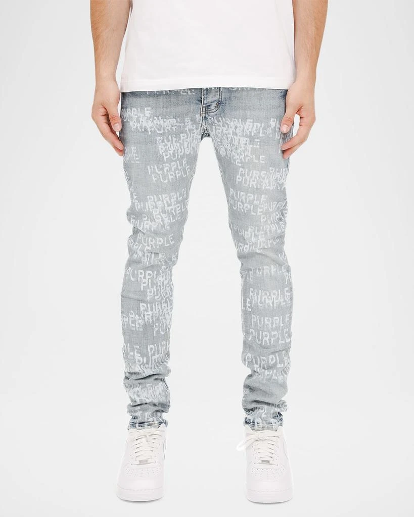 PURPLE Men's Repeat-Logo Skinny Jeans 3