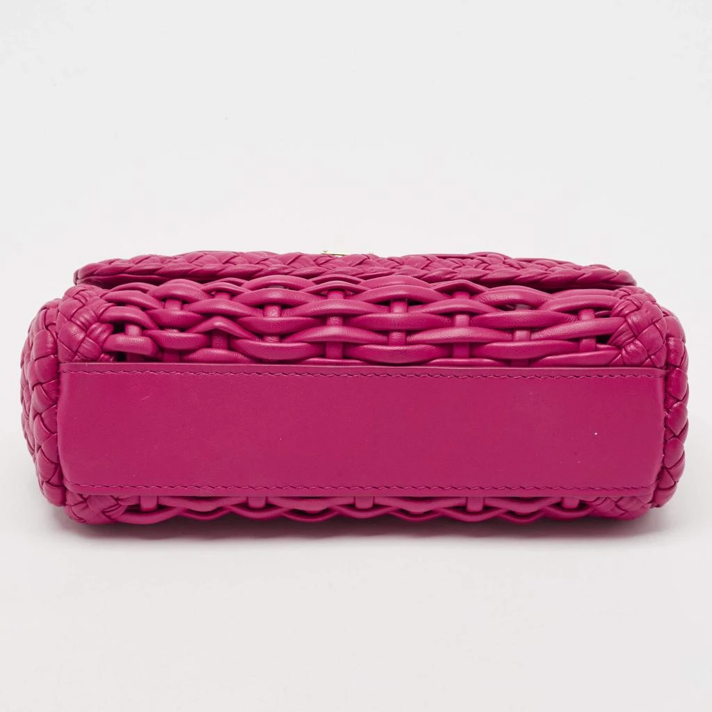 Dolce & Gabbana Dolce & Gabbana Fuchsia Leather Small Woven Sicily East West Top Handle Bag 6
