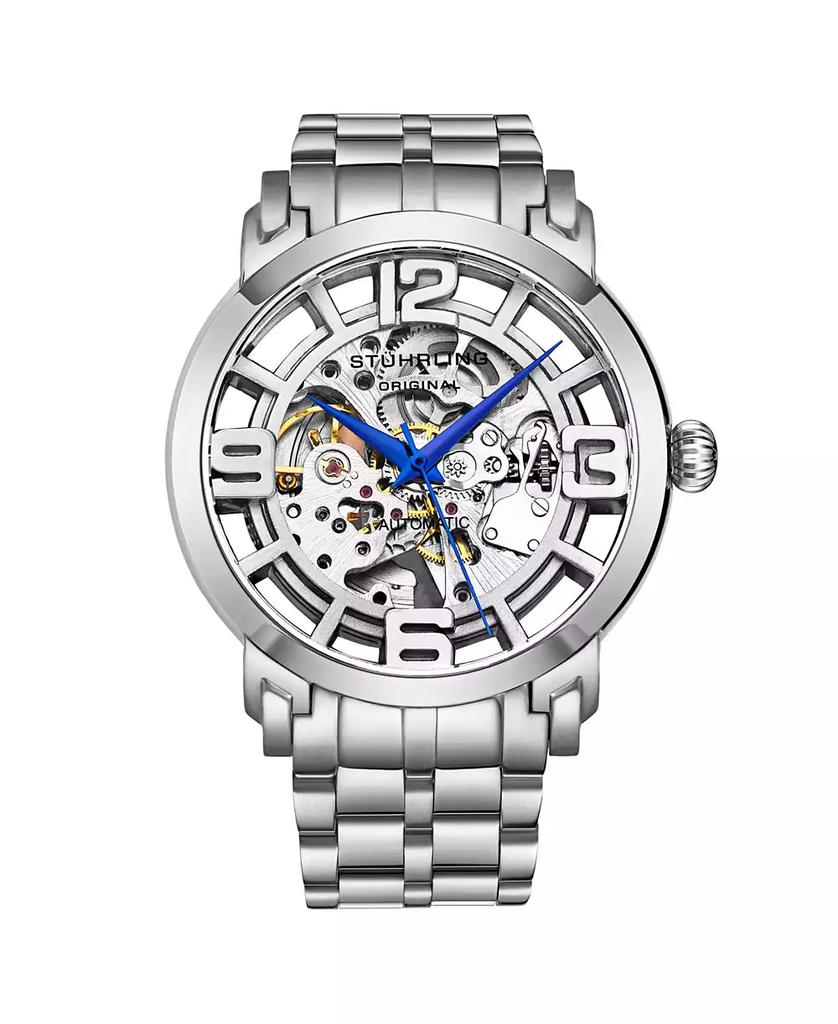 Stuhrling Men's Silver Tone Stainless Steel Bracelet Watch 44mm
