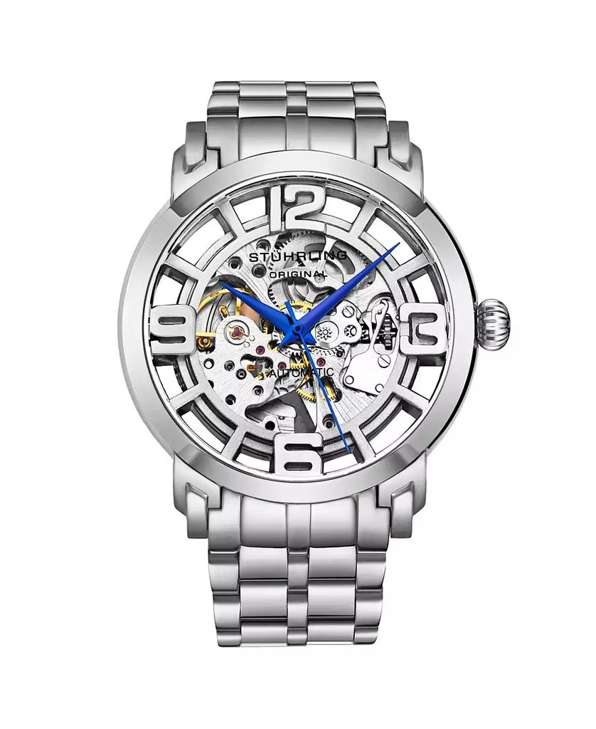 Stuhrling Men's Silver Tone Stainless Steel Bracelet Watch 44mm 1