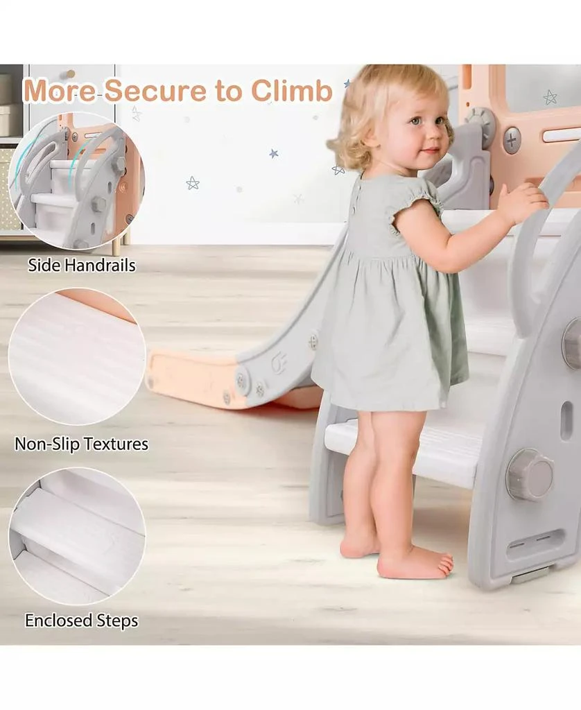 HONGGE 10 in 1 Toddler Slide and Swing Playset with Climber Tunnel and Double Slides 4