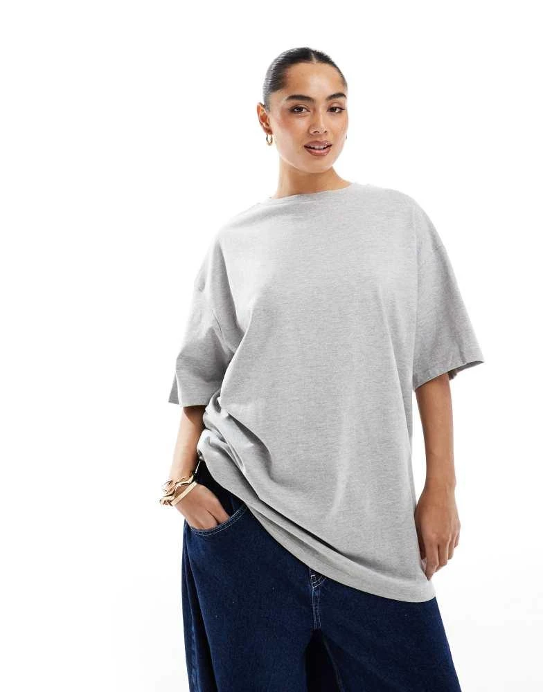 ASOS ASOS DESIGN longline heavyweight oversized t-shirt in grey marl 2