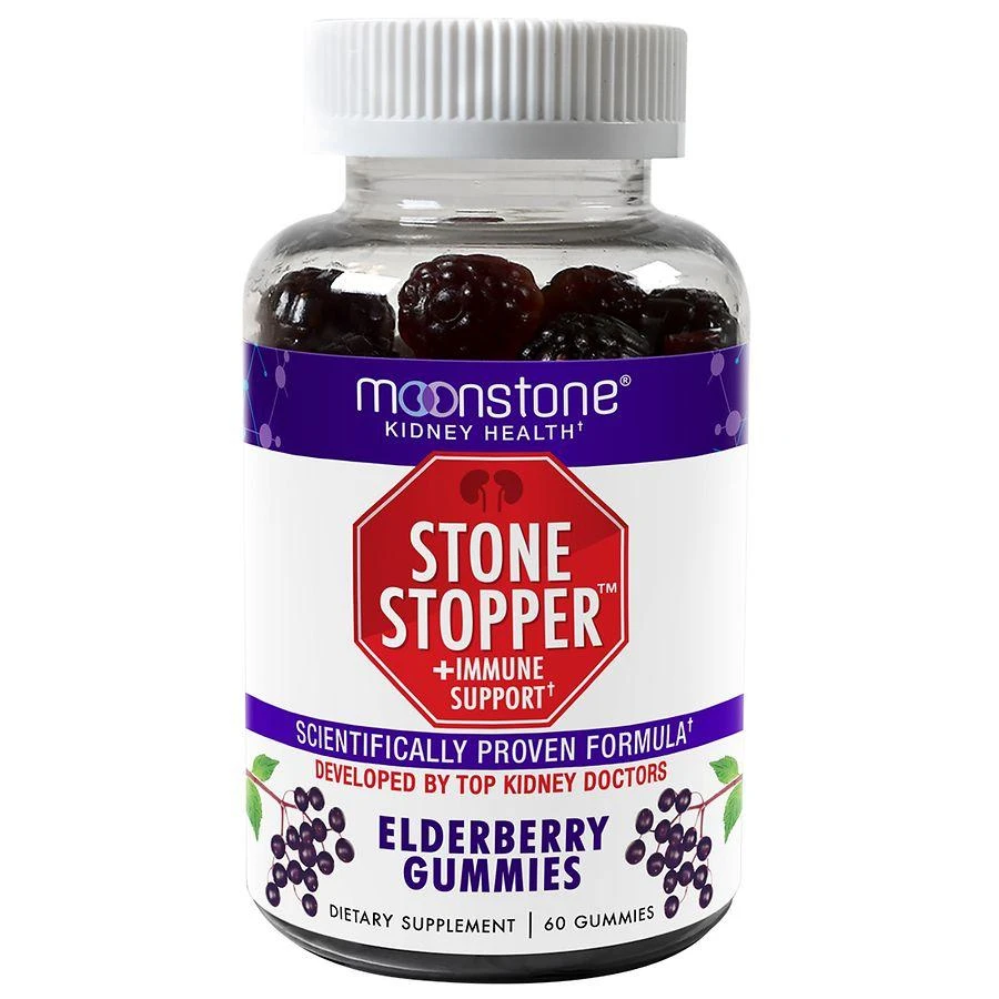 Moonstone Kidney Health Stone Stopper + Immune Support Elderberry Gummies Mixed Berry 1