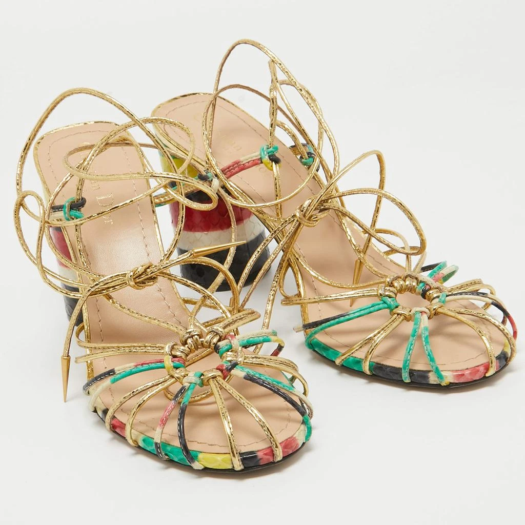 Dior Dior Multicolor Leather Stripy  Ankle Wrap Sandals Size 40.5 4