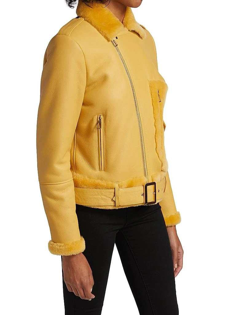 The Fur Salon Shearling-Trimmed Leather Moto Jacket 4