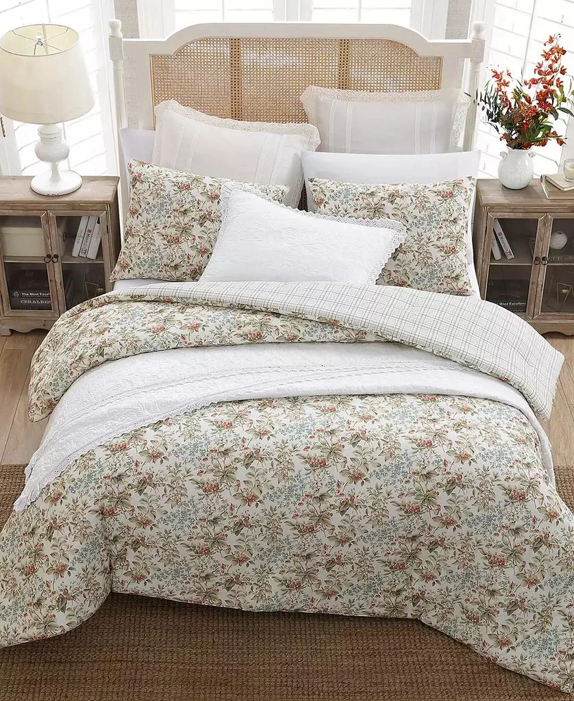 Laura Ashley Bramble Floral Cotton Reversible 3-Piece Comforter Set 4