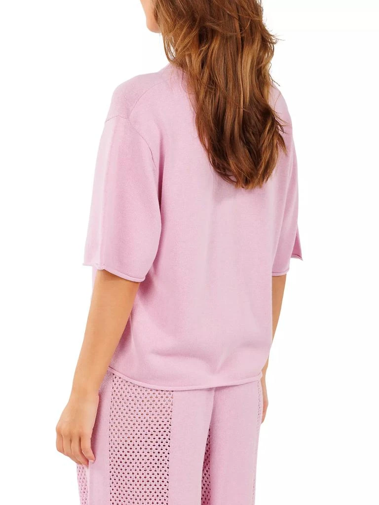 CRUSH CASHMERE Ivy Cotton-Silk Buttoned Polo Top 2