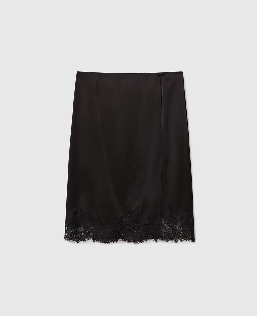 Stella McCartney Stella McCartney - Lace Satin Midi Skirt, Woman, Black, Size: 40 1