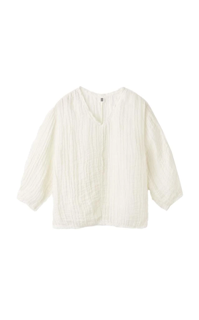 By Malene Birger By Malene Birger - Mikala Raw Edge Crinkled Linen Top - White - EU 40 - Moda Operandi 1