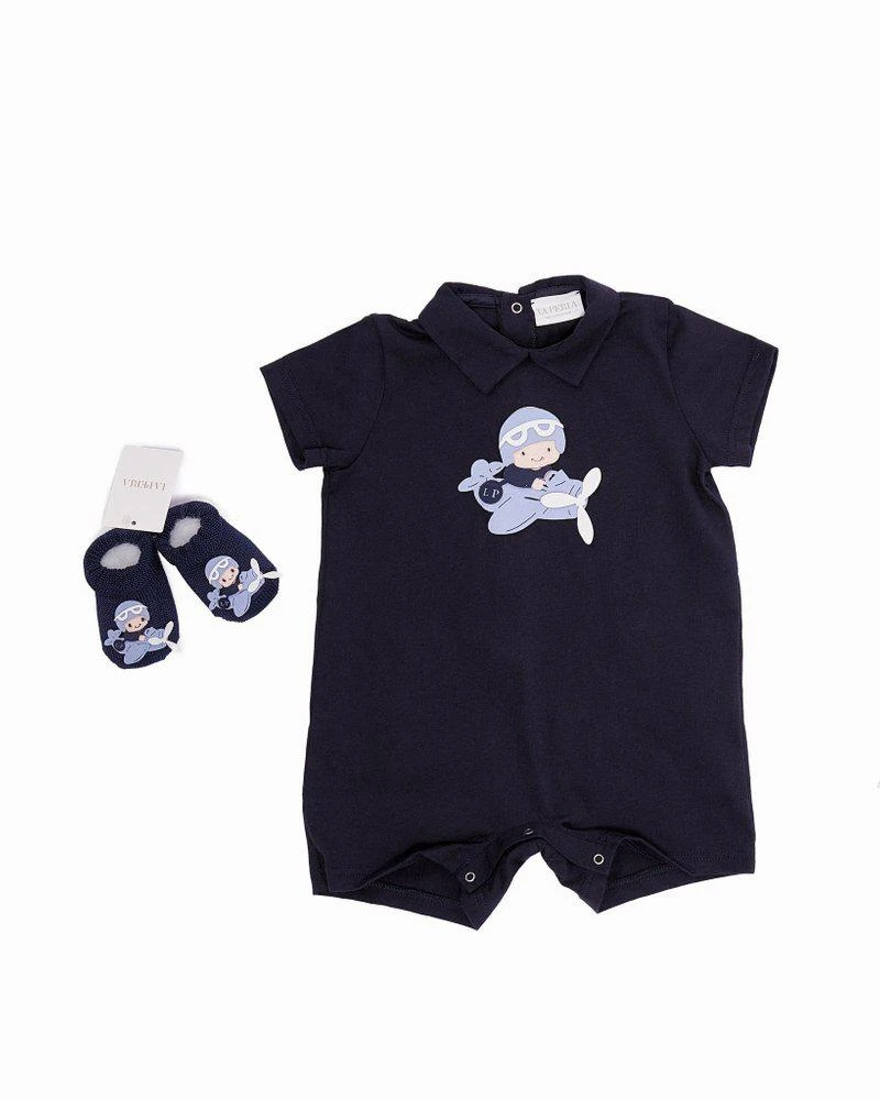 La Perla La Perla Kids Helicopter Patch Romper Set