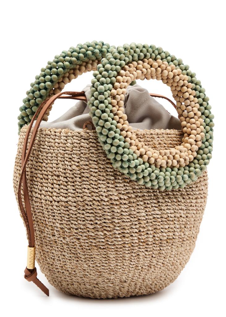 ARANAZ Carmen mini raffia bucket bag