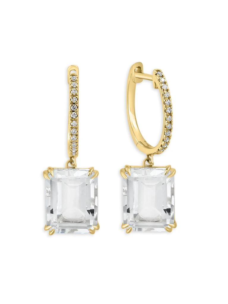 Effy 14K Yellow Gold, White Topaz 
0.09 TCW Diamond Huggie Earrings 2