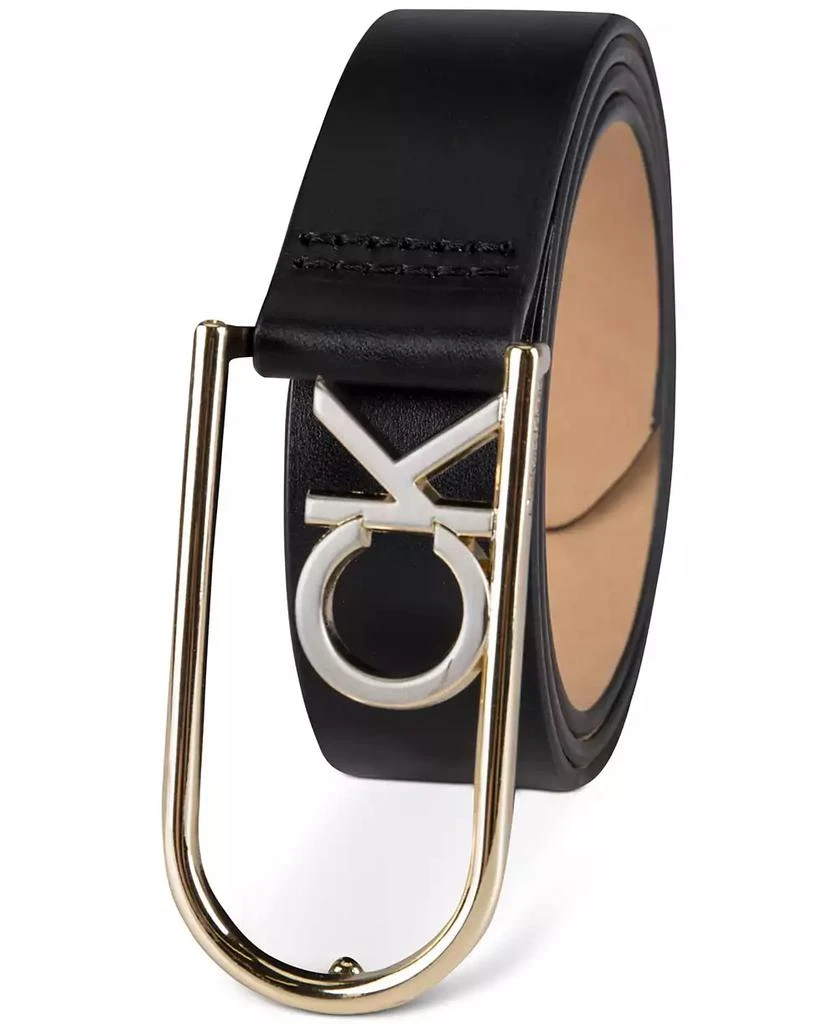 Calvin Klein Two-Tone Monogram Buckle Leather Belt 2