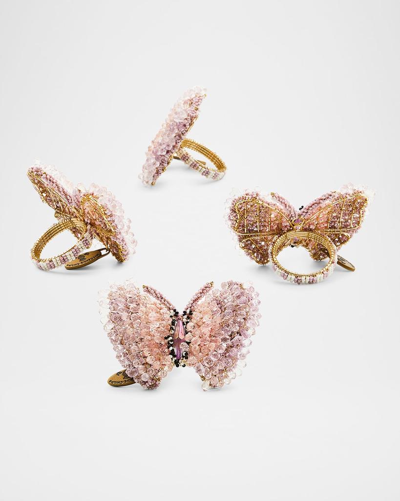 MacKenzie-Childs Pink Butterfly Hill Napkin Rings, Set of 4