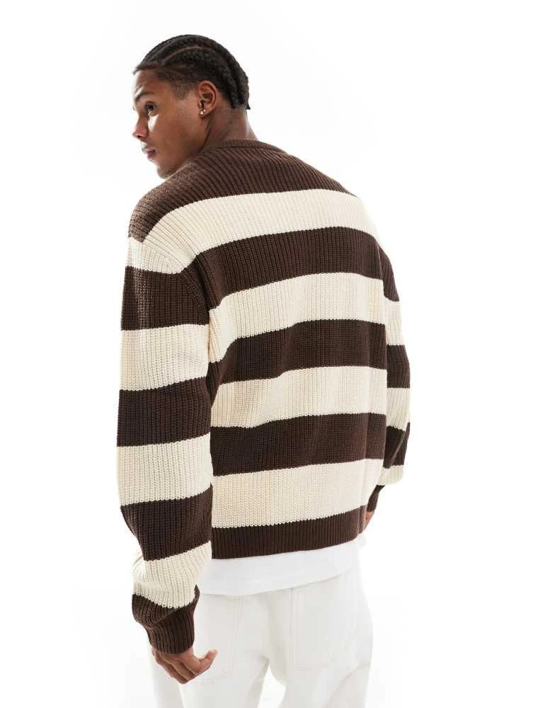 ASOS ASOS DESIGN oversized knitted jumper brown stripe 4