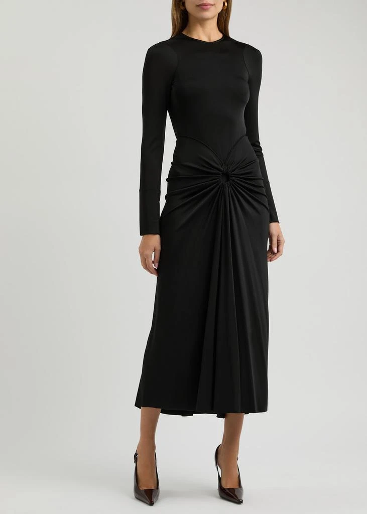 Victoria Beckham Gathered satin-jersey midi dress 2