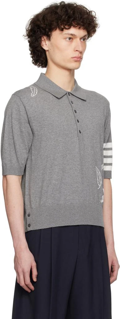 Thom Browne Gray Feather Short Sleeve Polo 2