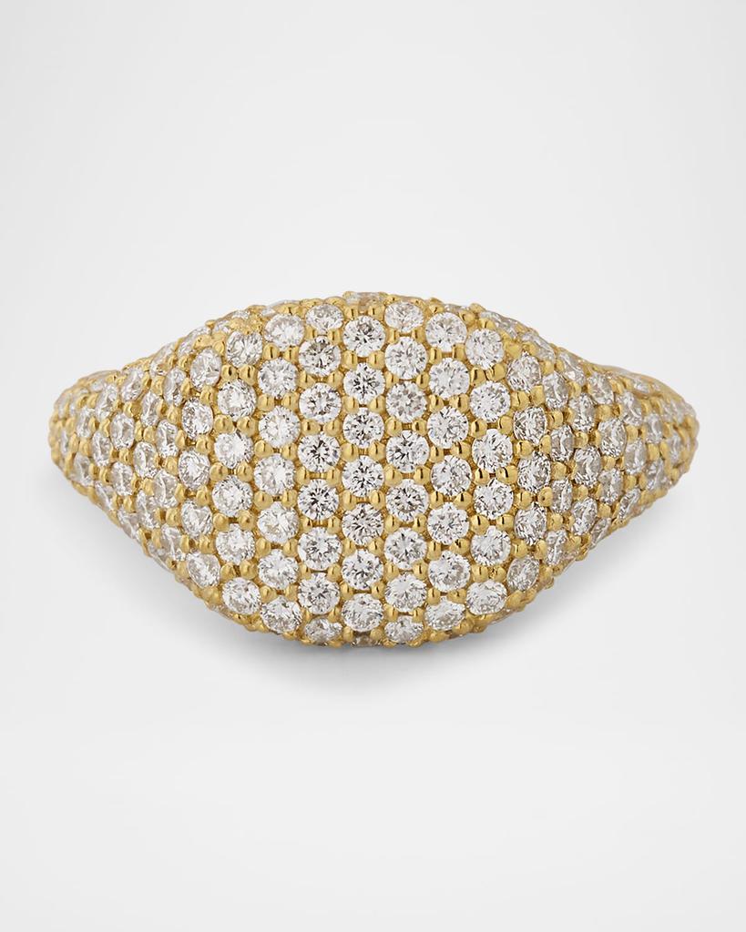 Albert Malky 18K Yellow Gold Signet Ring with Diamonds