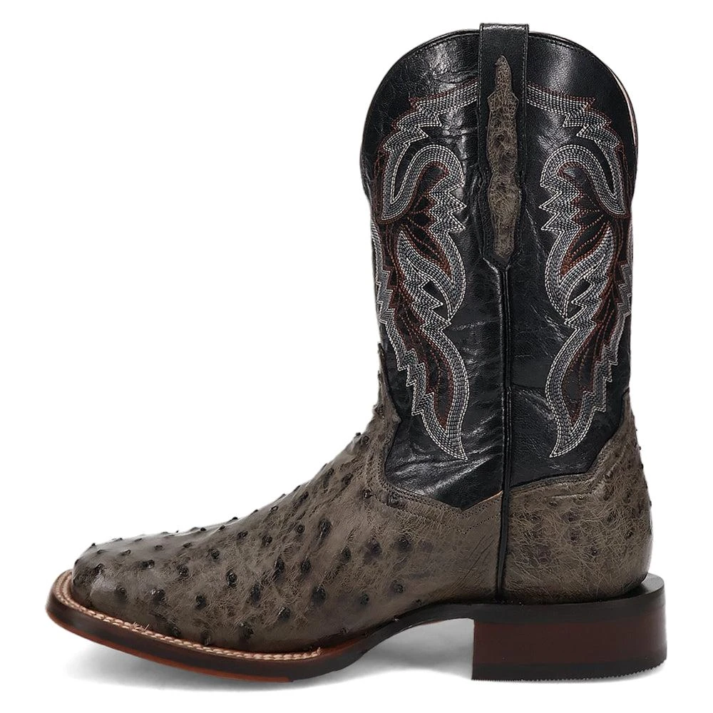 Dan Post Boots Alamosa Embroidered Ostrich Square Toe Pull On Cowboy Boots 3