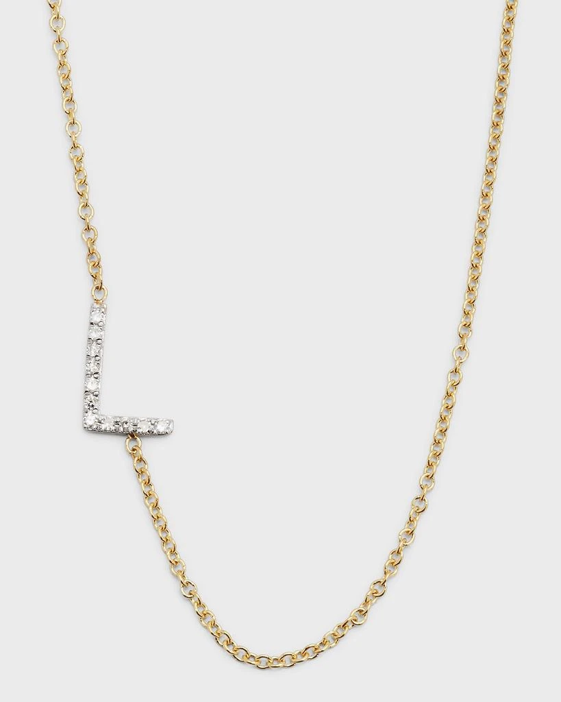 Zoe Lev Diamond Asymmetrical Initial Necklace, L 1
