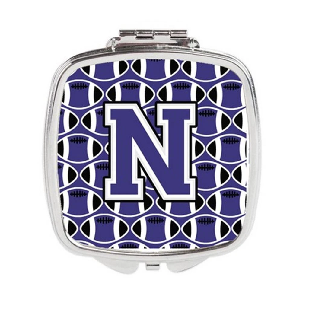 Carolines Treasures CJ1068-NSCM Letter N Football Purple 
White Compact Mirror