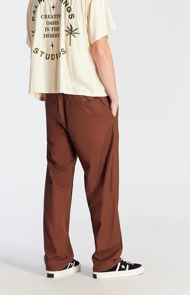 PacSun Brown Linen Straight Trouser Pants 3