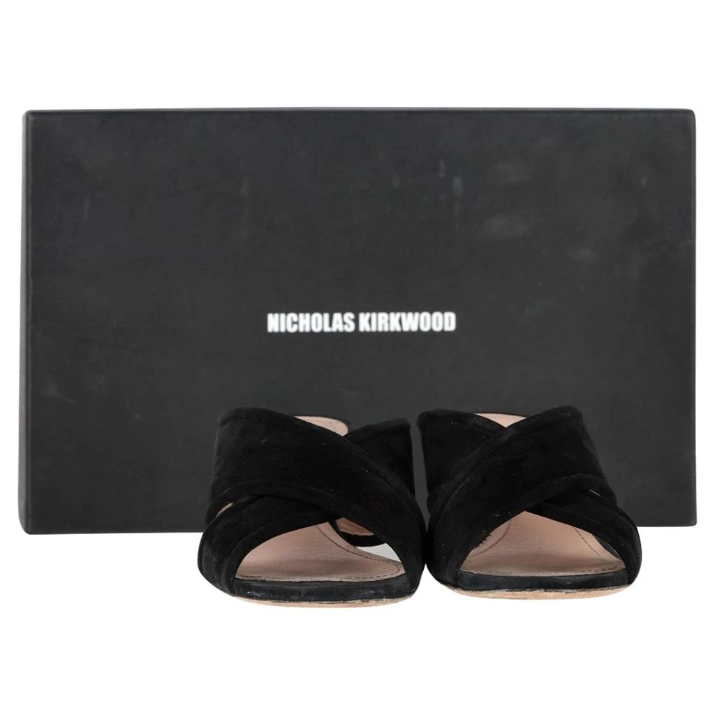 Nicholas Kirkwood Cross-Strap Mules in Black Suede 6