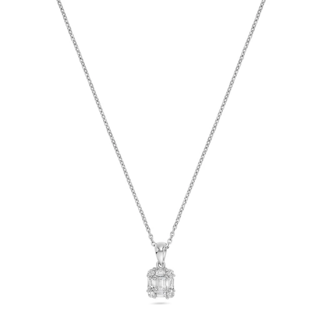 H.J. Namdar 0.36 ct tw Baguette Cluster Diamond Pendant Necklace 18K White Gold Natural Diamonds