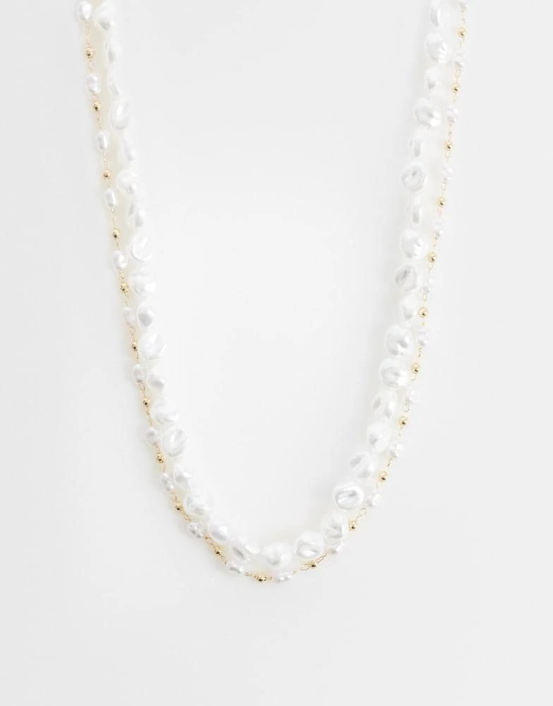 ASOS ASOS DESIGN Curve pack of 2 mini freshwater faux pearl necklace