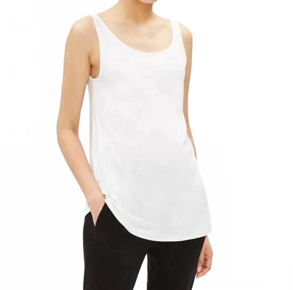 Eileen Fisher System Lightweight Viscose Jersey Tunic In White