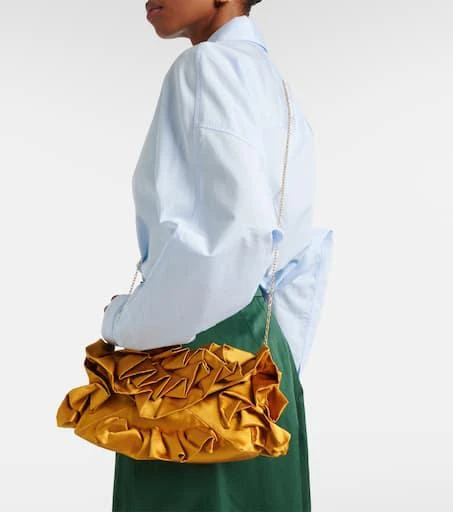 Dries Van Noten Ruffled silk satin clutch 6
