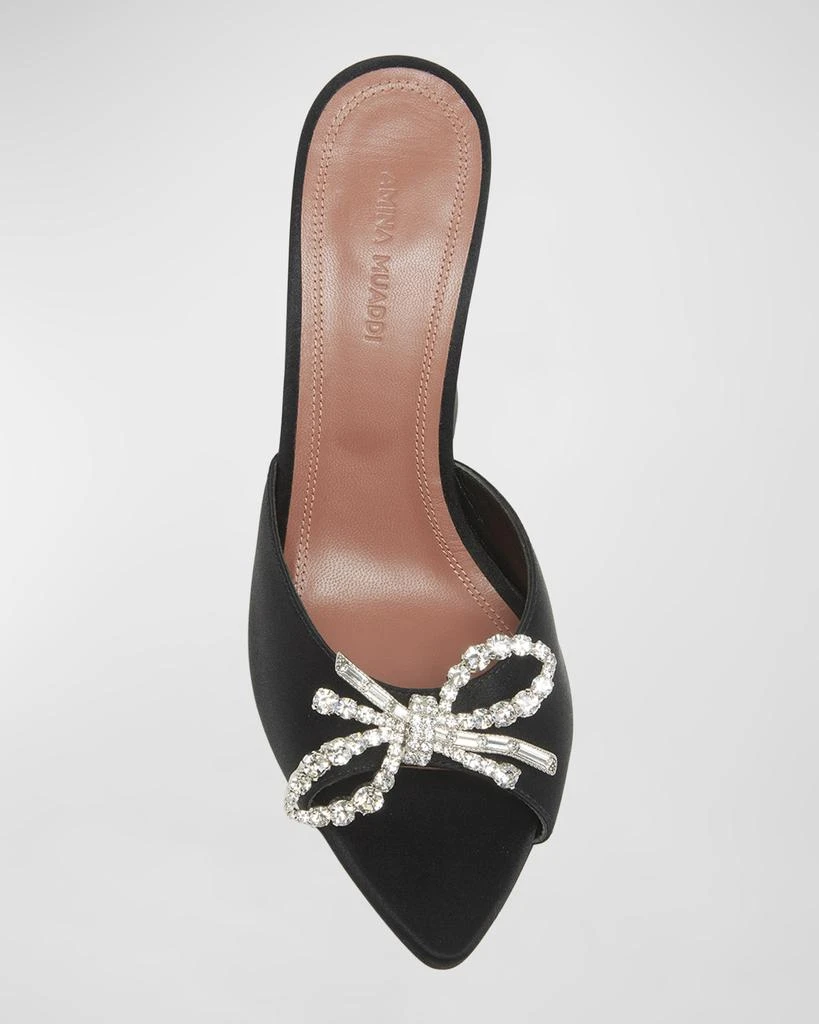 Amina Muaddi Rosie Embellished Bow Satin Pedestal Sandals 5