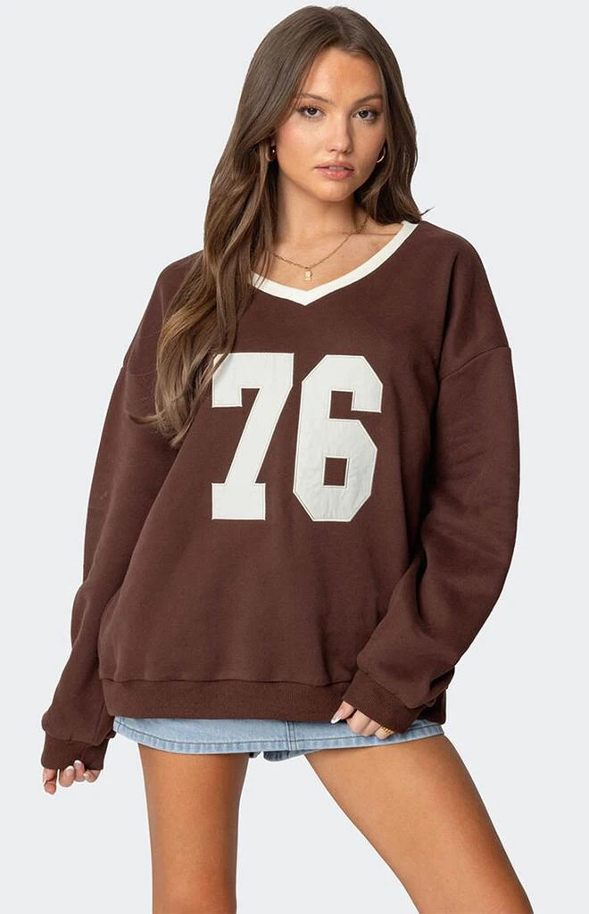 Edikted 76 Oversized V Neck Sweater 1