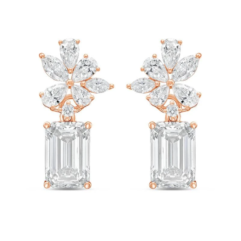 Diana M Jewels 14KT ROSE GOLD LAB GROWN DIAMOND FASHION  EARRINGS WEIGHING 10.00 CTS TW