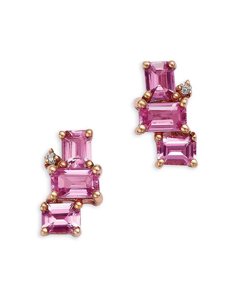 Bloomingdale
s Fine Collection Pink Sapphire 
Diamond Stud Earrings in 14K Rose Gold 3