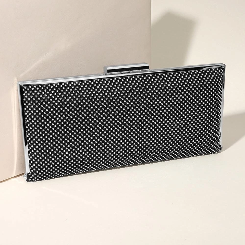 FASHNZFAB Bling Solid Flat Evening Clutch / Crossbody Bag 1